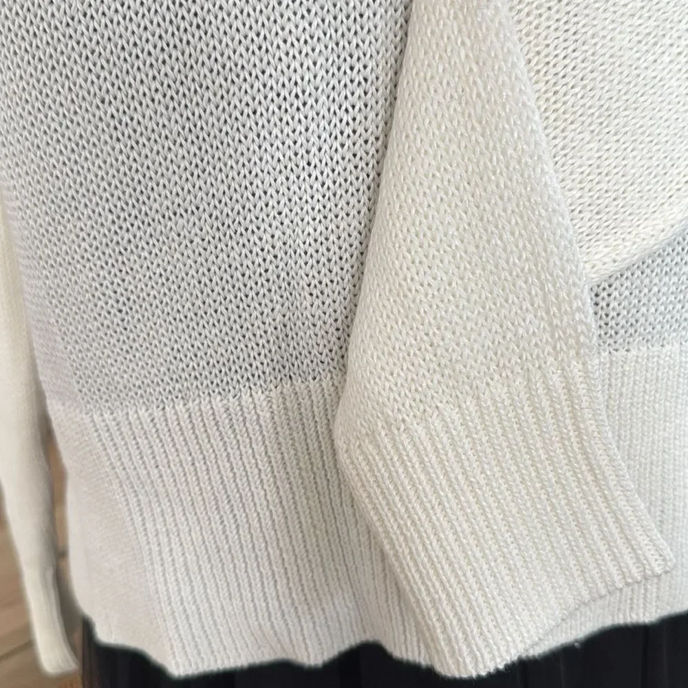 J. Crew Relaxed Cotton Crewneck Beach Lightweight White Sweater